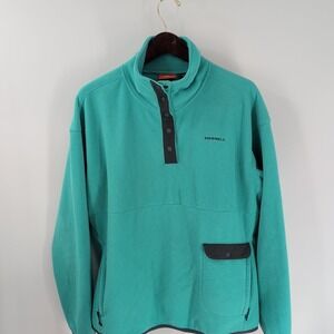 Vintage Y2K Merrell Zipped Pockets Fleece‎ Pullover Sweater Teal Green Size XL